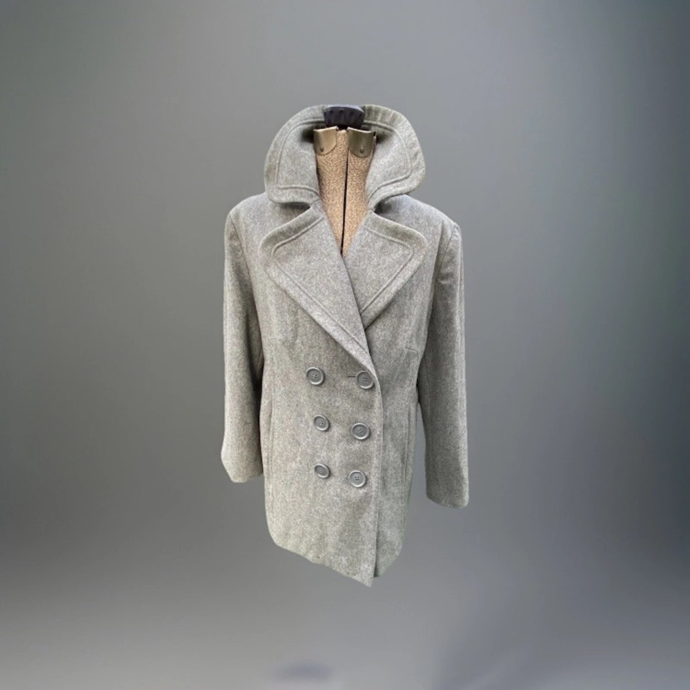 New York & Company Light Gray Pea Coat Will/Polyester Blend Size 12